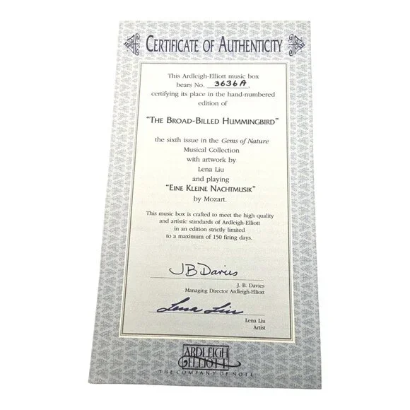 Broad-Billed Hummingbird Music Box Lena Liu Ardleigh-Elliott Eine Kleine Nachtmu - Picture 11 of 13